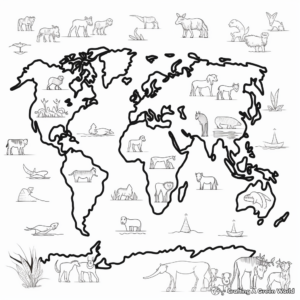 Colorful Continents World Map Coloring Pages 2