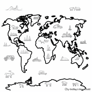 Colorful Continents World Map Coloring Pages 3