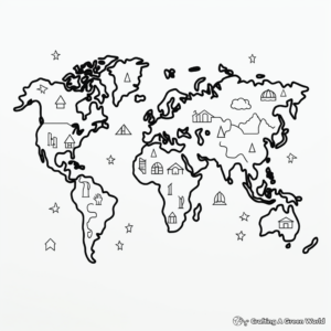 Colorful Continents World Map Coloring Pages 4