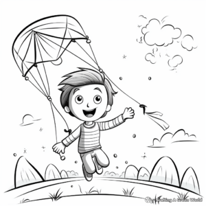 Colorful Kite Flying Spring Coloring Pages 2