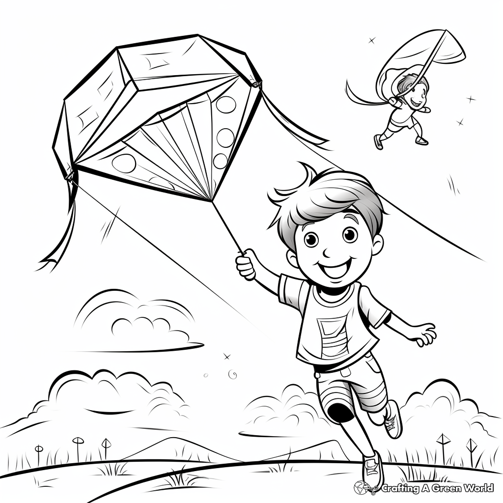Colorful Kite Flying Spring Coloring Pages 4