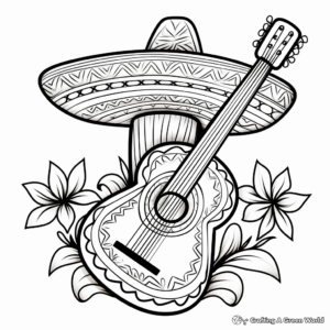 Colorful Mariachi Sombrero Coloring Pages 2