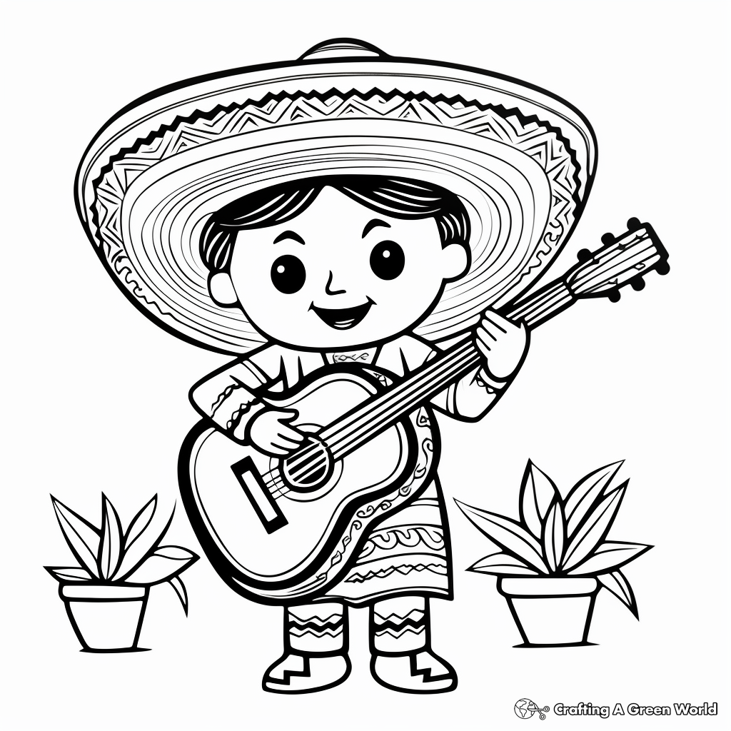 Colorful Mariachi Sombrero Coloring Pages 4