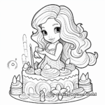 Colorful Mermaid Cake Coloring Pages 1