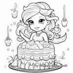 Colorful Mermaid Cake Coloring Pages 4
