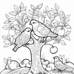 Colorful Partridge in a Pear Tree Coloring Pages 2