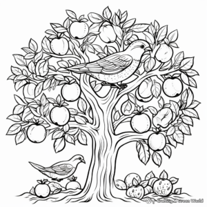 Colorful Partridge in a Pear Tree Coloring Pages 3