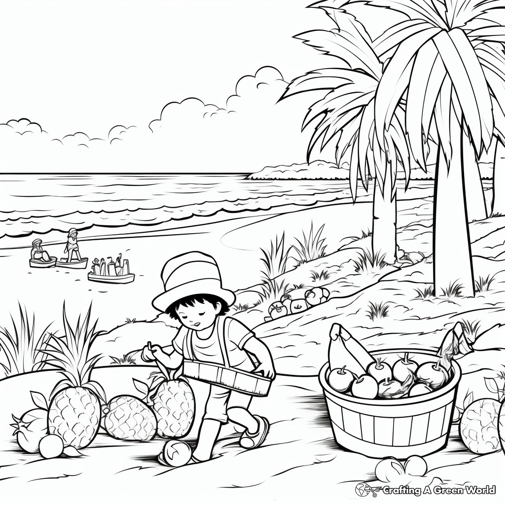 Colorful Summer Fruit Picking Bucket List Coloring Pages 1