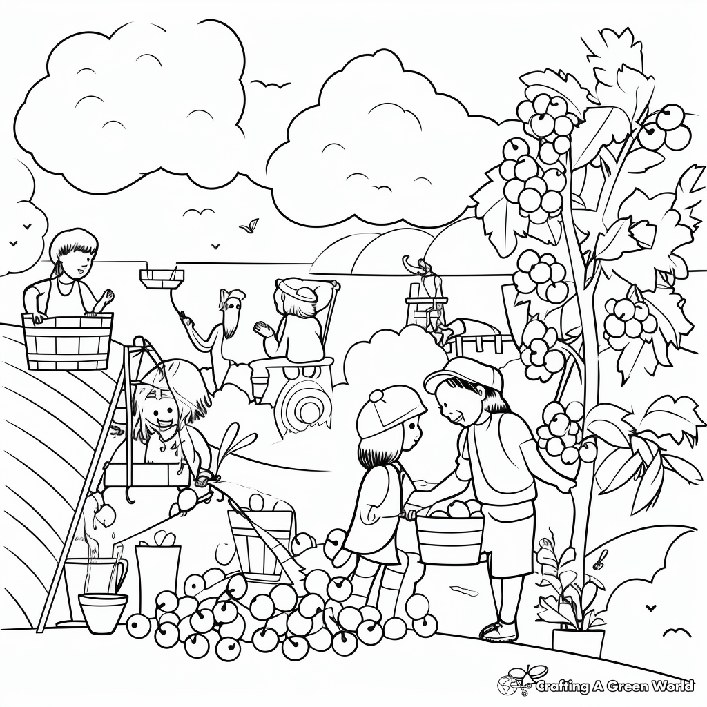 Colorful Summer Fruit Picking Bucket List Coloring Pages 2