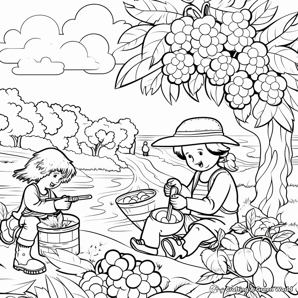 Colorful Summer Fruit Picking Bucket List Coloring Pages 3