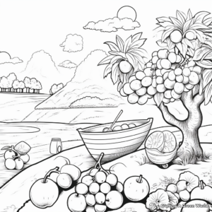 Colorful Summer Fruit Picking Bucket List Coloring Pages 4