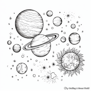 Colorful Sun and Planets Coloring Pages 1