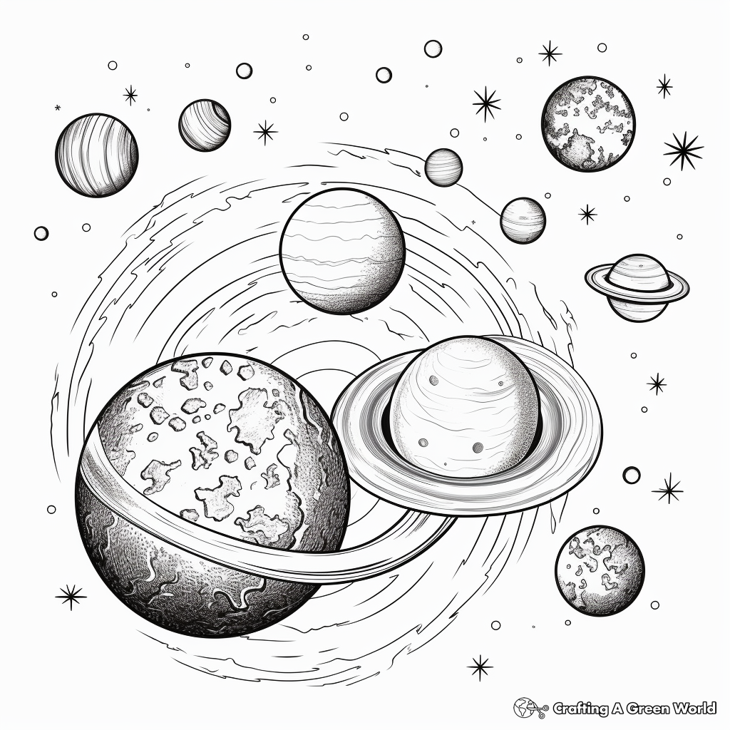 Colorful Sun and Planets Coloring Pages 2