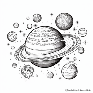 Colorful Sun and Planets Coloring Pages 4