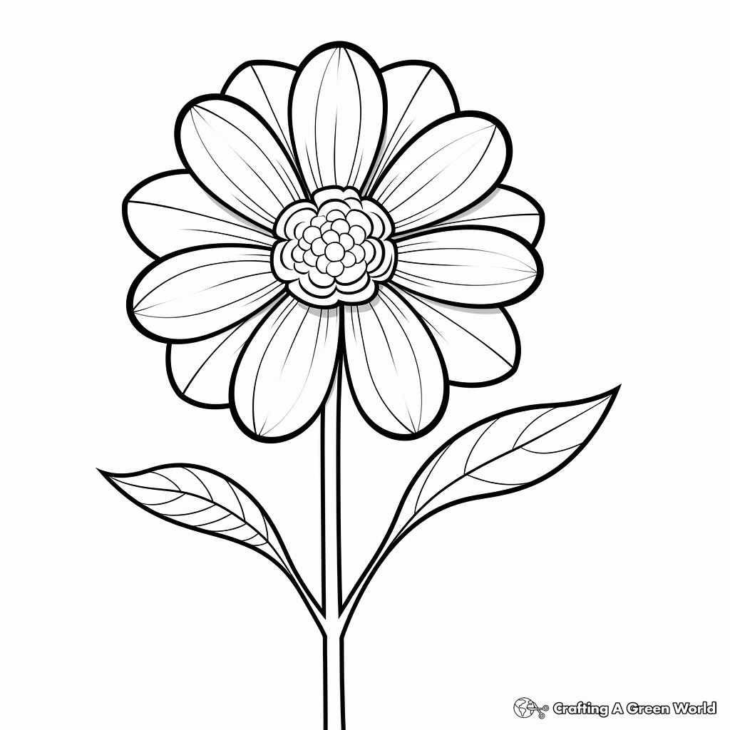 Colorful Zinnia Flower Coloring Sheets 1