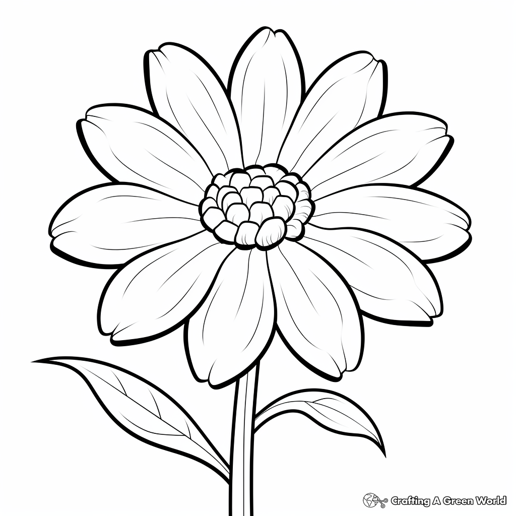 Colorful Zinnia Flower Coloring Sheets 2