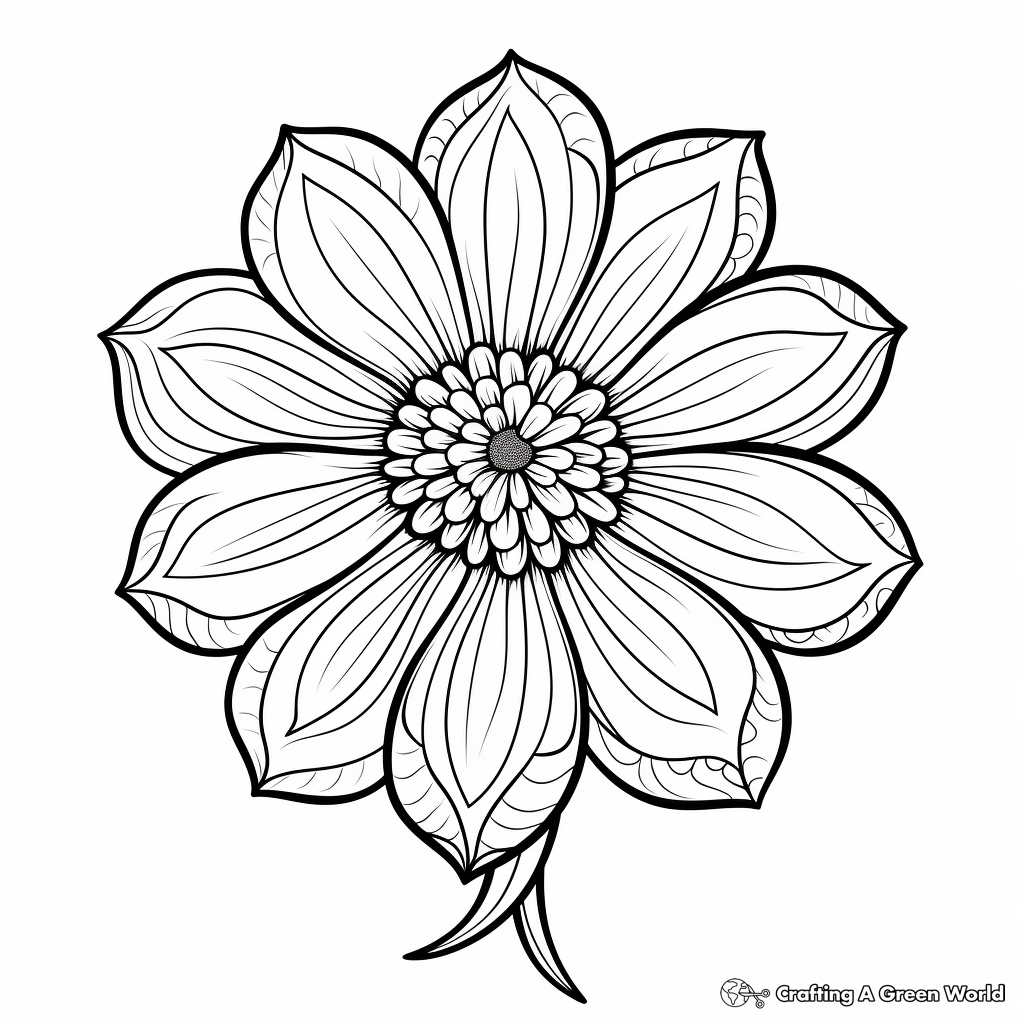 Colorful Zinnia Flower Coloring Sheets 3