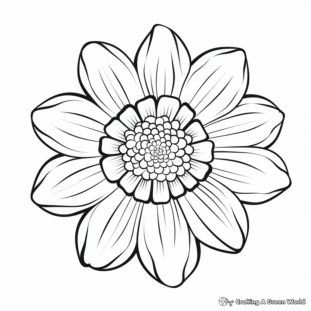Colorful Zinnia Flower Coloring Sheets 4