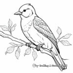 Coloring Page of Woodpecker On Tree 2
