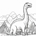 Coloring Pages of Apatosaurus with Volcanic Background 2