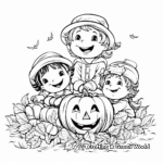Coloring Pages of Children Playing in the Fall Leaves 3