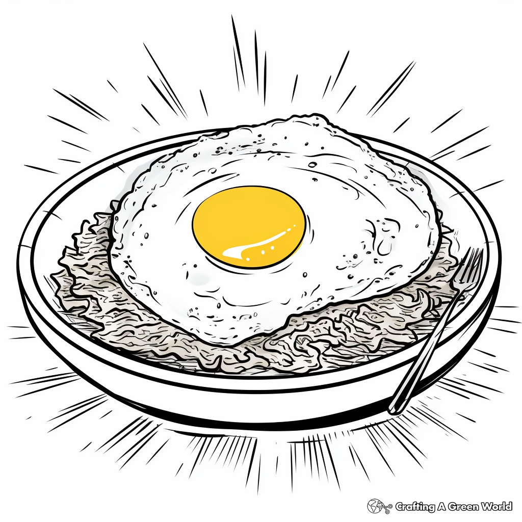 Coloring Pages of Fried Egg and Hash Browns 1