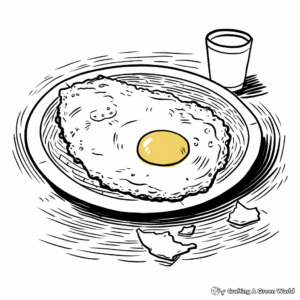 Coloring Pages of Fried Egg and Hash Browns 2
