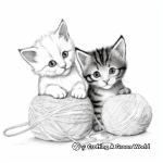Coloring Pages of Kittens Playing with Yarn 2