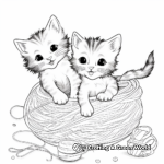 Coloring Pages of Kittens Playing with Yarn 3