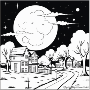 Coloring Pages of October Night Sky 1