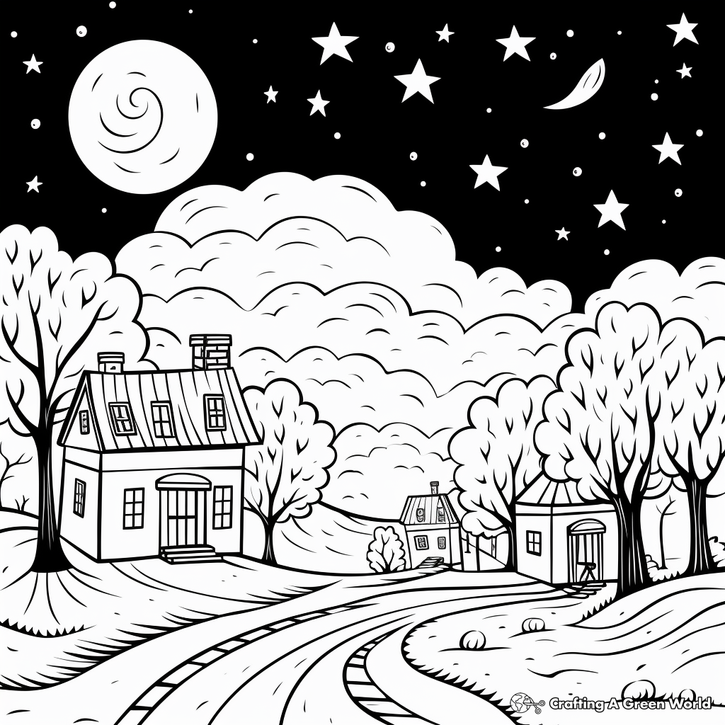 Coloring Pages of October Night Sky 2