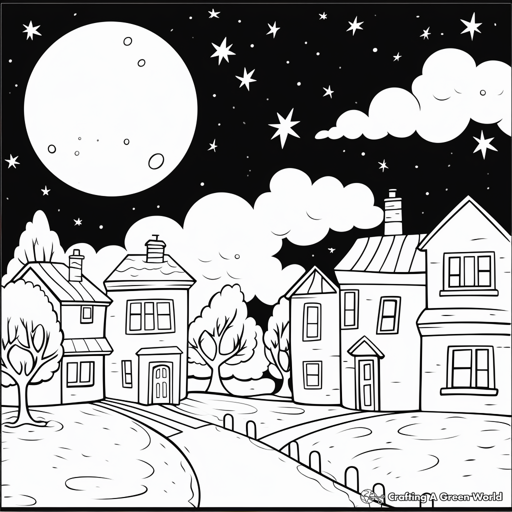 Coloring Pages of October Night Sky 4