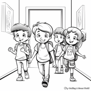 Coloring Pages of Students in Classroom on First Day 2