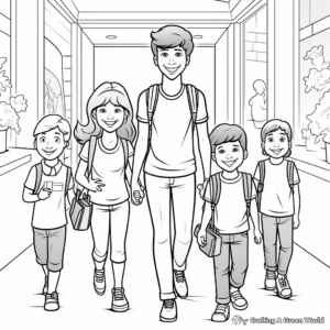Coloring Pages of Teacher Welcoming Students on First Day 3