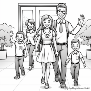 Coloring Pages of Teacher Welcoming Students on First Day 4