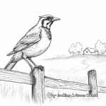 Coloring Pages of Western Meadowlark with Background Scenery 1