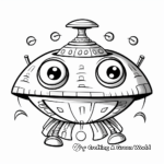 Comic Style: Whimsical Alien Spaceship Coloring Pages 3
