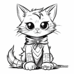 Comic-styled Superhero Cat with Bow Coloring Pages 1