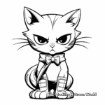 Comic-styled Superhero Cat with Bow Coloring Pages 2