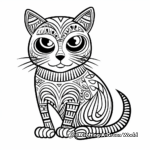 Complex Detailed Striped Cat Coloring Pages for Adults 4