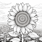 Complex Detailed Sunflower Field Coloring Pages for Adults 2
