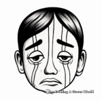 Complex Grieving Face Coloring Pages for Adults 2