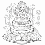 Complex Sea-themed Mermaid Cake Coloring Pages 2
