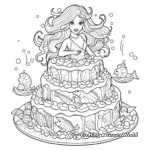 Complex Sea-themed Mermaid Cake Coloring Pages 4