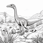 Compysognathus and Jurassic Scenery Coloring Pages 2