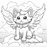 Content Angel Cat on Clouds Coloring Pages 1