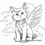 Content Angel Cat on Clouds Coloring Pages 3