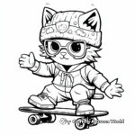 Cool Cat Kid Skating Coloring Pages 3