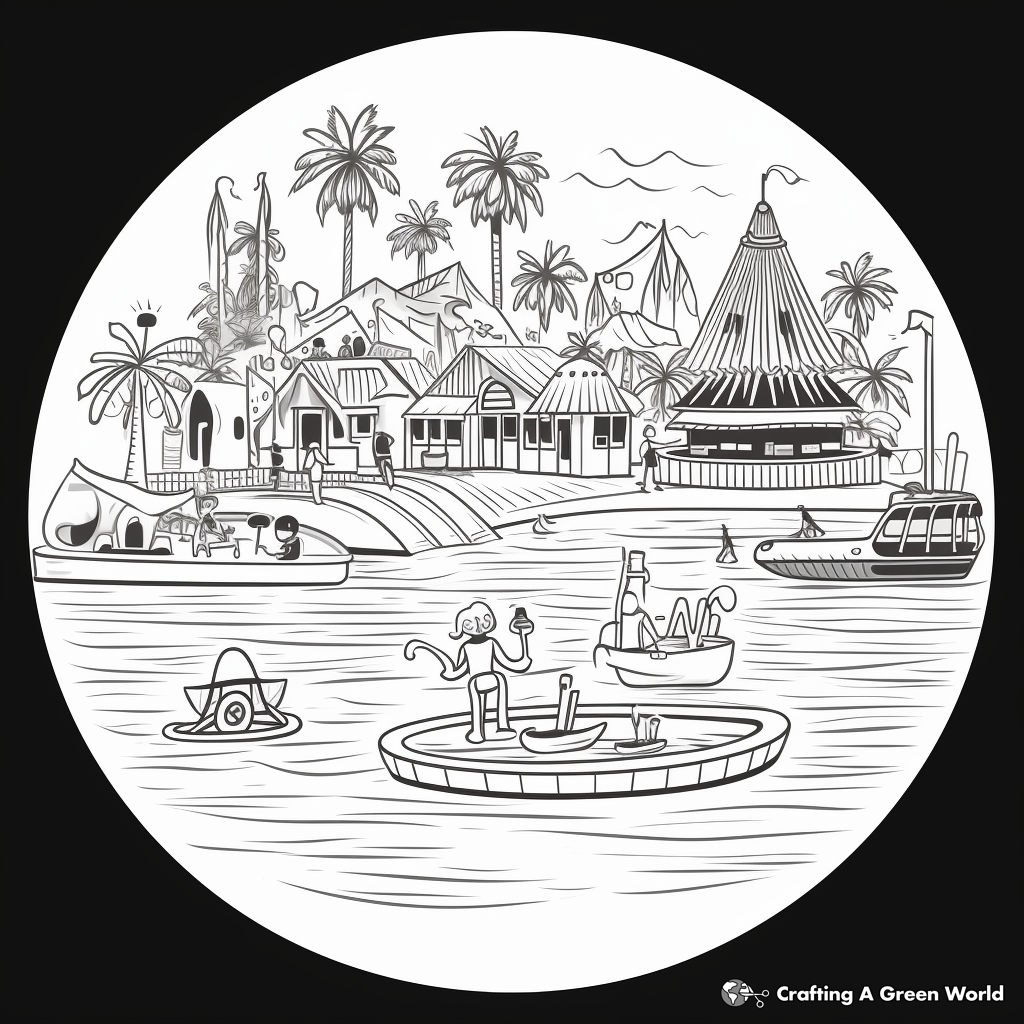 Cool Water Park Visit Summer Bucket List Coloring Pages 2