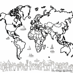 Countries And Oceans World Map Coloring Pages 2